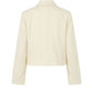 A cropped, long-sleeve blazer jacket in a light cream or off-white color, shown from the back against a plain white background.