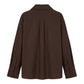 A dark brown long-sleeve button-up shirt shown from the back, featuring a subtle vertical pleat down the center back, displayed on a clean white background.