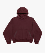 A dark maroon pullover hoodie with a front kangaroo pocket, displayed against a plain white background.