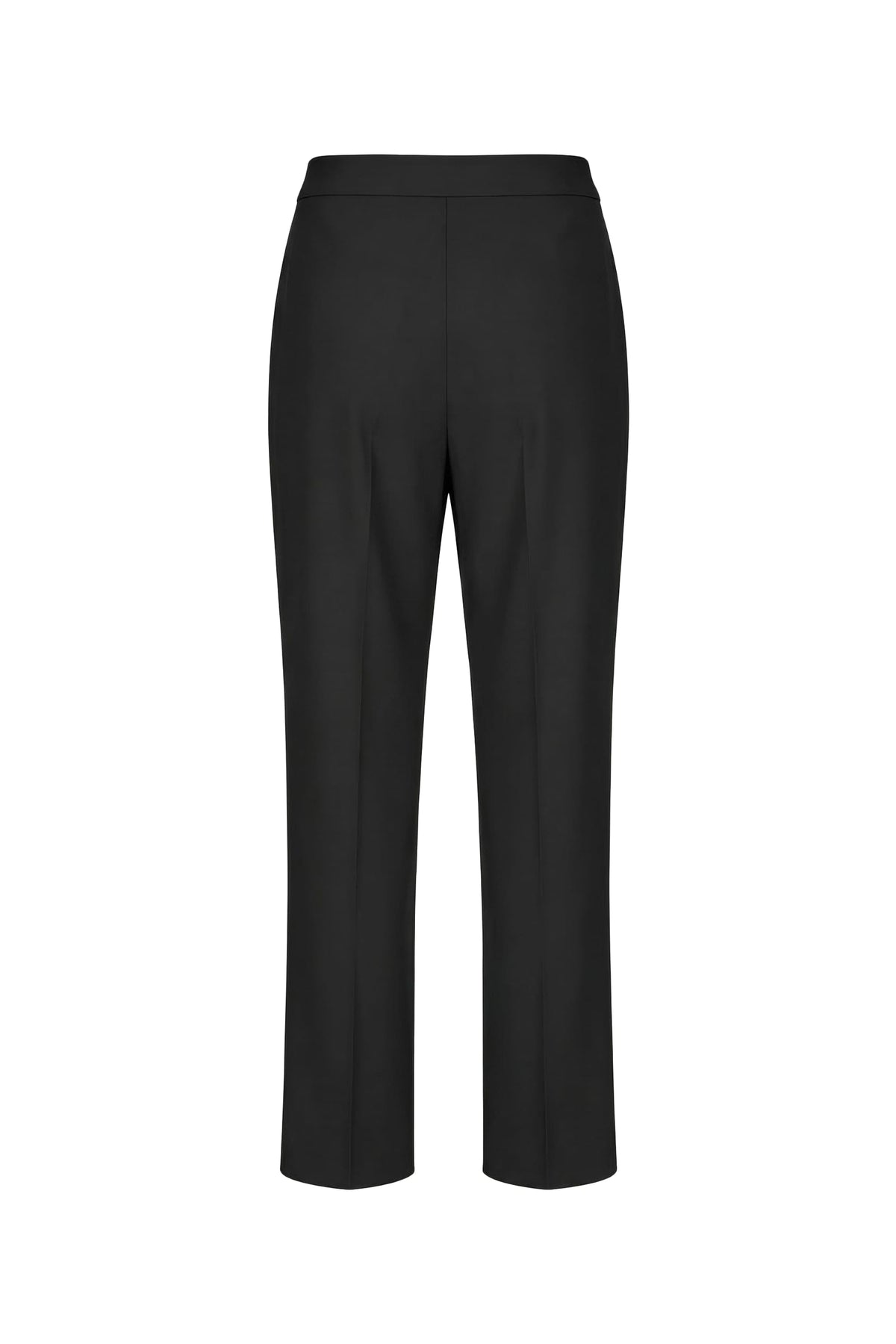 Black wide-leg cropped trousers shown from the back on a plain white background.