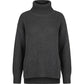 A dark gray waffle-knit turtleneck sweater displayed on a clean white background.