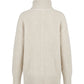 A cream-colored waffle-knit sweater with a mock neck, shown from the back on a plain white background.