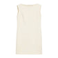 An off-white sleeveless shift dress with a round neckline, shown flat against a solid white background.