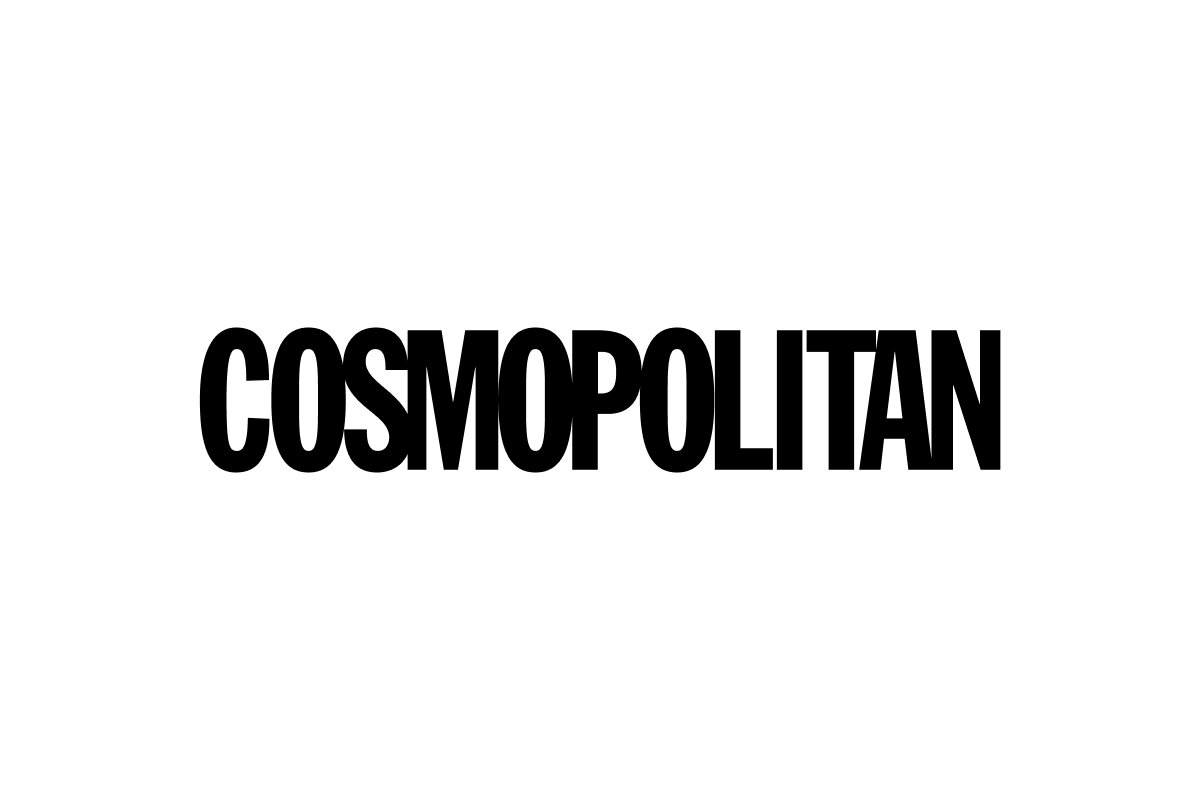 The word 'COSMOPOLITAN' appears in bold black uppercase letters centered on a plain white background.